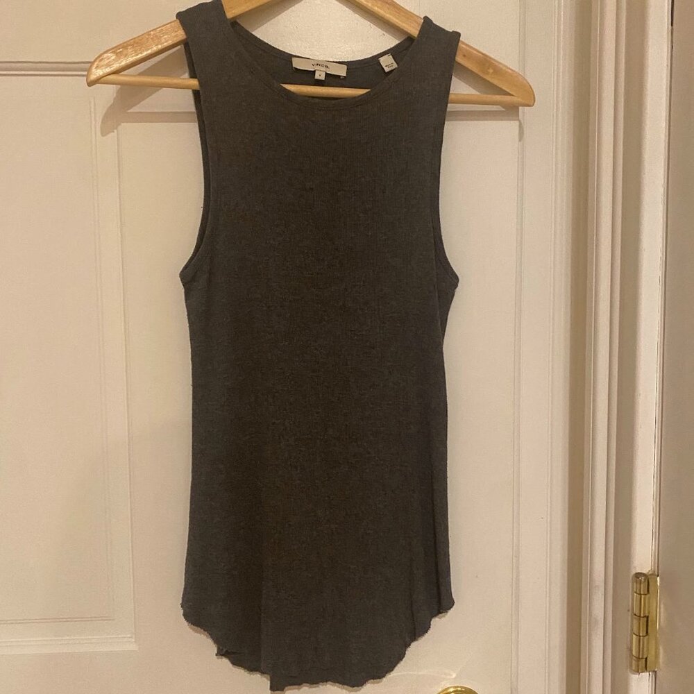 S Vince Ribbed Gray Tank